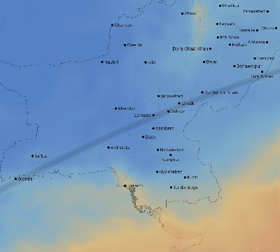 Map of the average cloud coverage across Pakistan for the solar eclipse of 06/21/2020