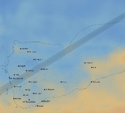 Map of the average cloud coverage across Yemen for the solar eclipse of 06/21/2020