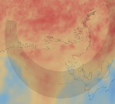Map of the average cloud coverage across Antarctica for the solar eclipse of 12/04/2021