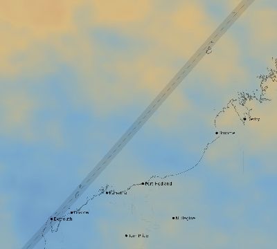 Map of the average cloud coverage across Australia for the solar eclipse of 04/20/2023