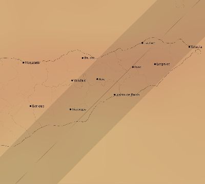 Map of the average cloud coverage across Timor-Leste for the solar eclipse of 04/20/2023
