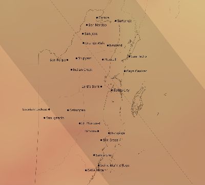 Map of the average cloud coverage across Belize for the solar eclipse of 10/14/2023