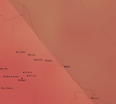 Map of the average cloud coverage across Costa Rica for the solar eclipse of 10/14/2023