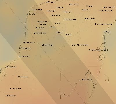 Map of the average cloud coverage across Mexico for the solar eclipse of 10/14/2023