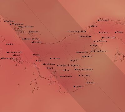 Map of the average cloud coverage across Panama for the solar eclipse of 10/14/2023