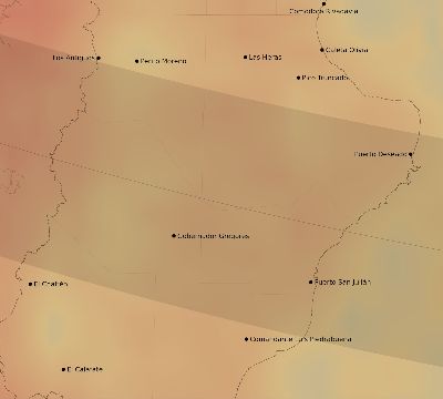 Map of the average cloud coverage across Argentina for the solar eclipse of 10/02/2024