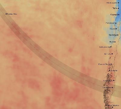 Map of the average cloud coverage across Chile for the solar eclipse of 10/02/2024