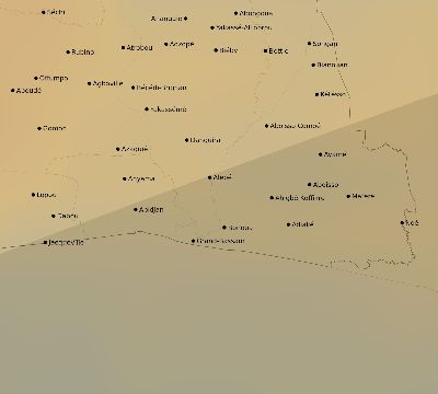 Map of the average cloud coverage across Côte d'Ivoire (Ivory Coast) for the solar eclipse of 02/06/2027