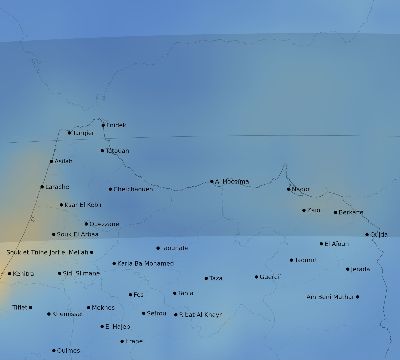 Map of the average cloud coverage across Morocco for the solar eclipse of 08/02/2027