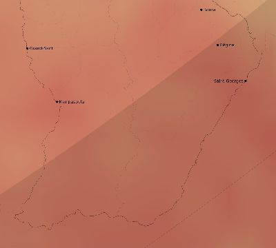 Map of the average cloud coverage across French Guiana for the solar eclipse of 01/26/2028