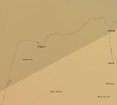 Map of the average cloud coverage across Morocco for the solar eclipse of 01/26/2028