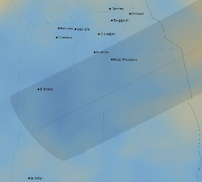 Map of the average cloud coverage across Algeria for the solar eclipse of 06/01/2030