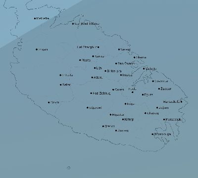 Map of the average cloud coverage across Malta for the solar eclipse of 06/01/2030
