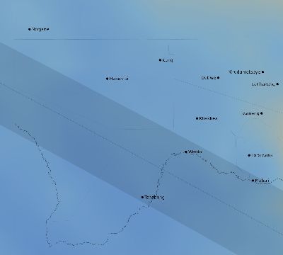 Map of the average cloud coverage across Botswana for the solar eclipse of 11/25/2030
