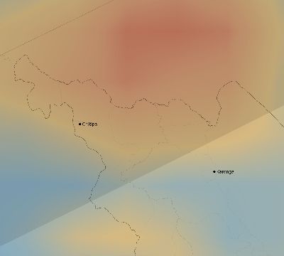 Map of the average cloud coverage across Malawi for the solar eclipse of 05/21/2031