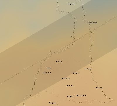 Map of the average cloud coverage across Cameroon for the solar eclipse of 03/20/2034