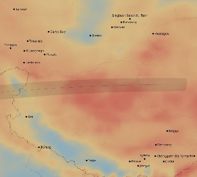 Map of the average cloud coverage across China for the solar eclipse of 03/20/2034
