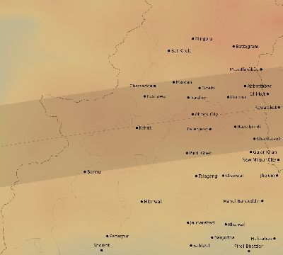 Map of the average cloud coverage across Pakistan for the solar eclipse of 03/20/2034