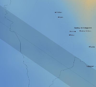 Map of the average cloud coverage across Bolivia for the solar eclipse of 09/12/2034