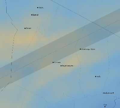 Map of the average cloud coverage across Chad for the solar eclipse of 01/05/2038