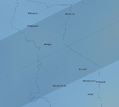 Map of the average cloud coverage across Togo for the solar eclipse of 01/05/2038