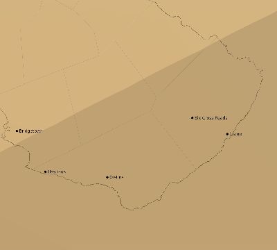 Map of the average cloud coverage across Barbados for the solar eclipse of 07/02/2038
