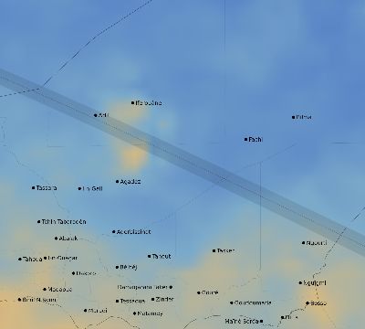 Map of the average cloud coverage across Niger for the solar eclipse of 07/02/2038