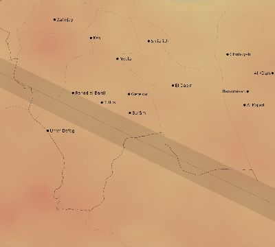 Map of the average cloud coverage across Sudan for the solar eclipse of 07/02/2038