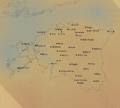 Map of the average cloud coverage across Estonia for the solar eclipse of 06/21/2039