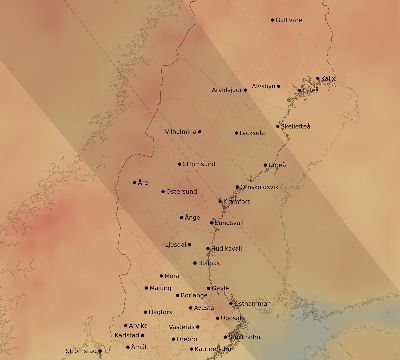 Map of the average cloud coverage across Sweden for the solar eclipse of 06/21/2039