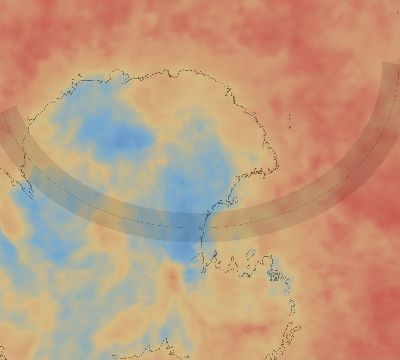 Map of the average cloud coverage across Antarctica for the solar eclipse of 12/15/2039
