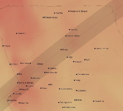Map of the average cloud coverage across Angola for the solar eclipse of 04/30/2041