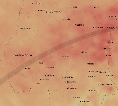 Map of the average cloud coverage across DR Congo for the solar eclipse of 04/30/2041