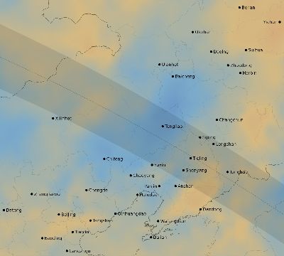 Map of the average cloud coverage across China for the solar eclipse of 10/25/2041