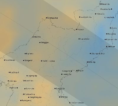 Map of the average cloud coverage across North Korea for the solar eclipse of 10/25/2041