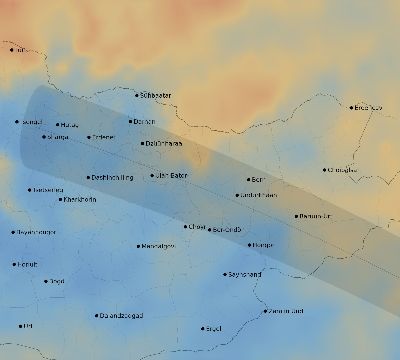 Map of the average cloud coverage across Mongolia for the solar eclipse of 10/25/2041