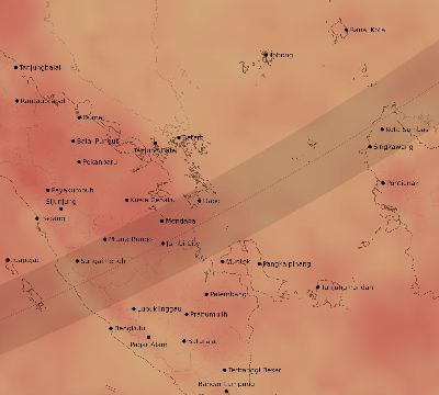 Map of the average cloud coverage across Indonesia for the solar eclipse of 04/20/2042