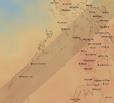 Map of the average cloud coverage across Philippines for the solar eclipse of 04/20/2042