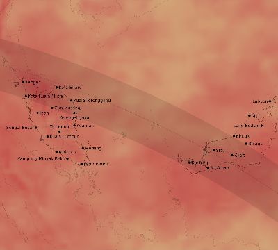 Map of the average cloud coverage across Malaysia for the solar eclipse of 10/14/2042