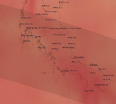 Map of the average cloud coverage across Thailand for the solar eclipse of 10/14/2042