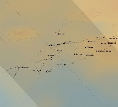 Map of the average cloud coverage across Timor-Leste for the solar eclipse of 10/14/2042