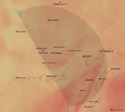 Map of the average cloud coverage across Russia for the solar eclipse of 04/09/2043