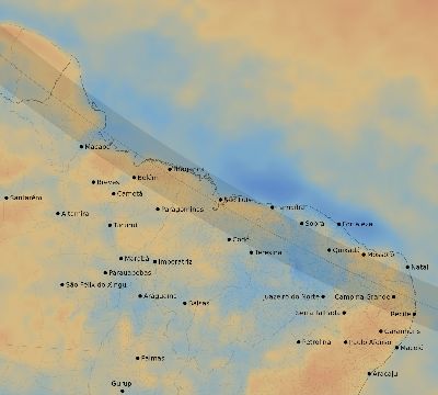 Map of the average cloud coverage across Brazil for the solar eclipse of 08/12/2045