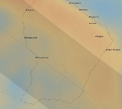 Map of the average cloud coverage across French Guiana for the solar eclipse of 08/12/2045