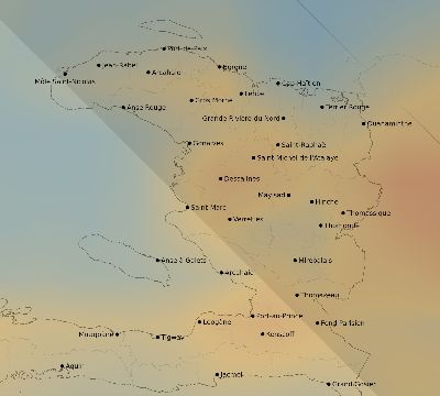 Map of the average cloud coverage across Haiti for the solar eclipse of 08/12/2045