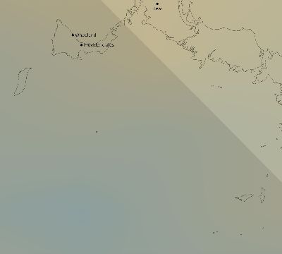 Map of the average cloud coverage across Turks and Caicos Islands for the solar eclipse of 08/12/2045