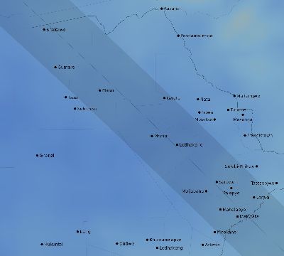 Map of the average cloud coverage across Botswana for the solar eclipse of 08/02/2046