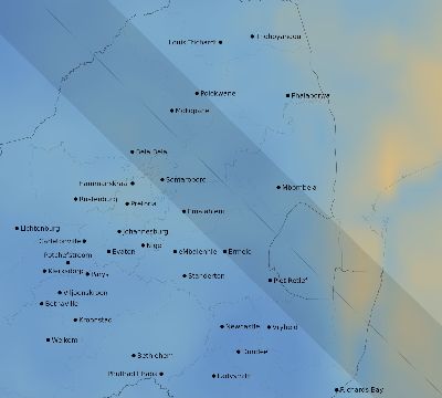 Map of the average cloud coverage across South Africa for the solar eclipse of 08/02/2046