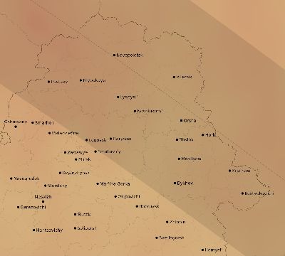 Map of the average cloud coverage across Belarus for the solar eclipse of 06/11/2048