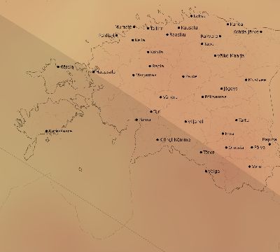 Map of the average cloud coverage across Estonia for the solar eclipse of 06/11/2048
